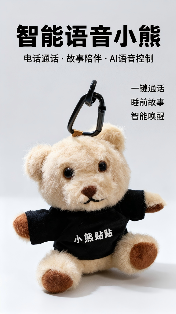 小熊贴贴无屏AI亲子电话玩具产品主图